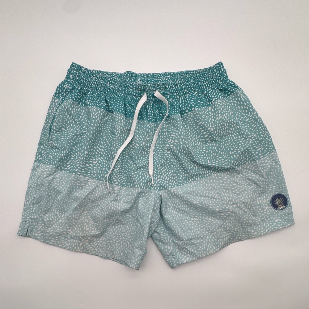 Chubbies Men’s Lined Swim Trunks Size Large 5.5” Inseam Pockets Teal Drawstring